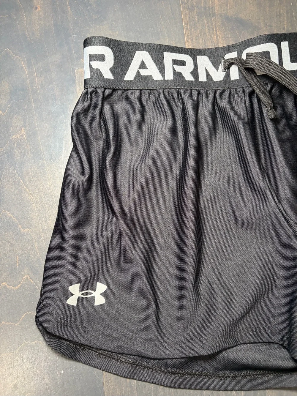 Under Armour Girl’s Black Athletic Shorts with Branded Waistband Size Medium